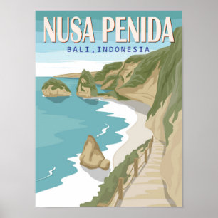 Poster Nusa Penida Beach Bali Indonesia Vintage