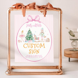 Poster Nutcracker Christmas Pink Bow Birthday Custom Sign