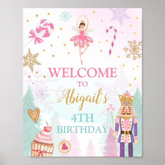 Poster Nutcracker Welcome Sign Land of Sweets Birthday (Frente)
