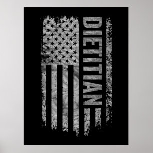 Poster Nutricionista Bandeira EUA design Distressed