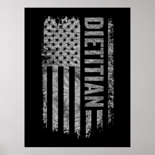Poster Nutricionista Bandeira EUA design Distressed (Frente)