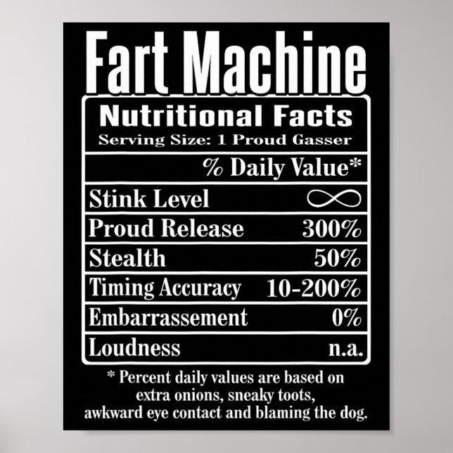 Poster Nutrion Fata Fart Machine Pai Piada Engraçado Fart (Frente)