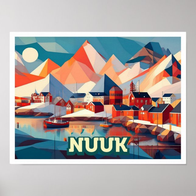 Poster Nuuk Groenlândia Viagem artística colorida (Frente)