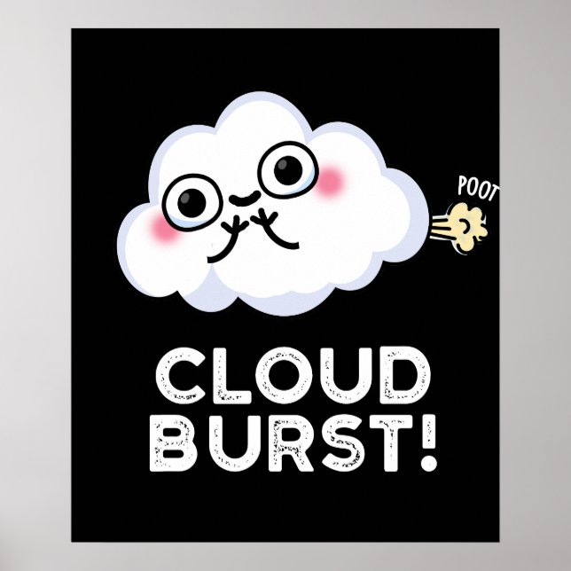 Poster Nuvem Burst Engraçado Nuvem Fart Pun Dark BG (Frente)