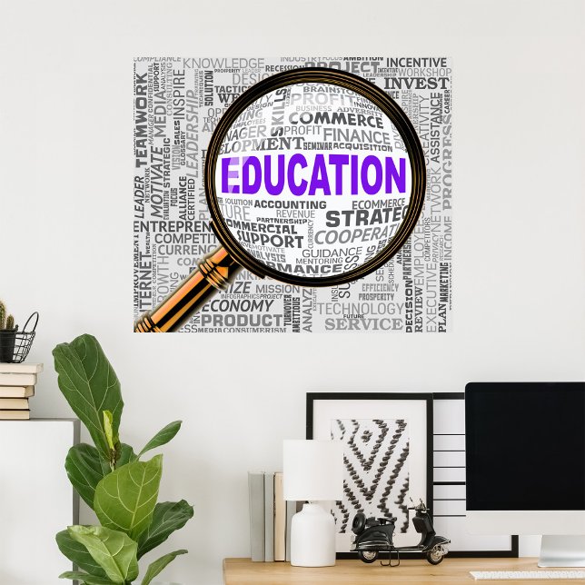 Poster Nuvem de Palavras de Conceito de Educação com Lupa (Criador carregado)