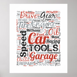Poster Nuvem de Palavras de Entusiasta de Carros