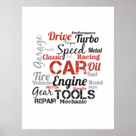 Poster Nuvem de Palavras de Entusiasta de Carros