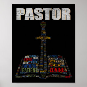 Poster Nuvem de Palavras de Ministro Cristão Igreja Pasto