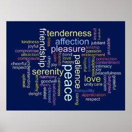 Poster Nuvem de Palavras de Paz e Amor Inspirador