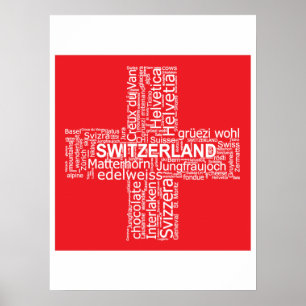 Poster Nuvem de Palavras de Sinalizador de suiça