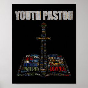 Poster Nuvem de palavras do ministro cristão Pastor jovem