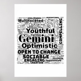 Poster Nuvem de Palavras Gemini Zodiac