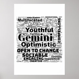 Poster Nuvem de Palavras Gemini Zodiac