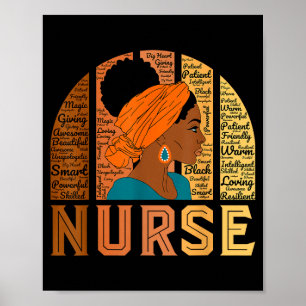 Poster Nuvem de Palavras Inspiradoras Enfermeira Negra Af