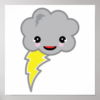 Poster nuvem de tempestade kawai
