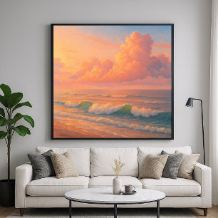 Poster Nuvem do Mar do Pôr do Sol - Estilo de Pintura Pas