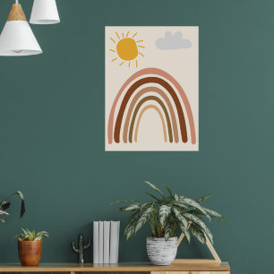 Poster Nuvem Sol Arco-íris, Desenho Infantil, Arte Abstra