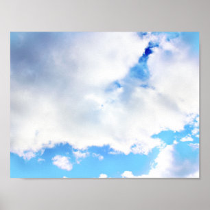 Pôster Nuvens Brancas Puffy e Céu Azul