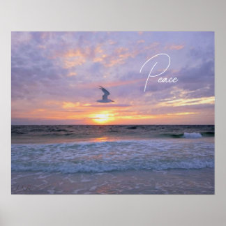 Poster Nuvens brilhantes sobre o pôr do sol