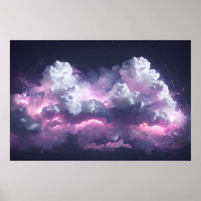 Poster Nuvens da Nebulosa Sonhadora no Céu Noturno (Frente)