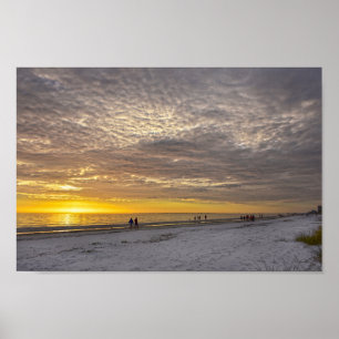 Poster Nuvens de Cirrocumulus no por do sol da praia de