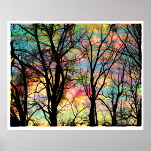 Pôster Nuvens do algodão doce, nascer do sol, decoraçã