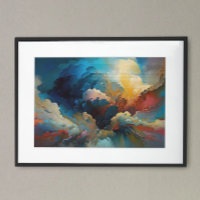 Nuvens modernas Arte abstrata Cores vermelhas azui