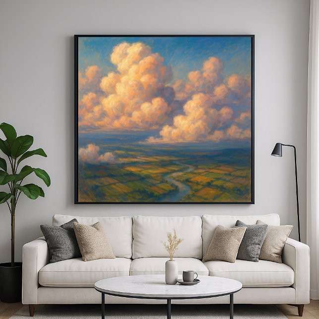 Poster Nuvens Sobre a Paisagem - Estilo de Pintura em Pas (Criador carregado)