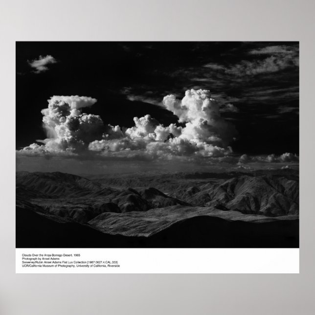 Pôster Nuvens sobre o deserto, 1965, por Ansel Adams (Frente)