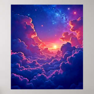 Poster Nuvens Sonhadoras: Magia do Pôr do Sol Celestial A
