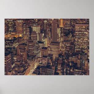 Poster NYC City Building Skyscrapers Luzes à Noite