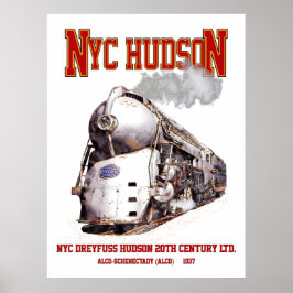 Poster NYC Dreyfuss Hudson Loco. 20th Century Limited