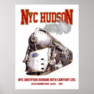 Poster NYC Dreyfuss Hudson Loco. Século 20 Limitado