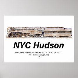 Poster NYC Dreyfuss Hudson Steam Locomotive. Profile