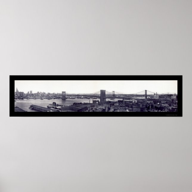 Poster NYC East River Bridges Foto 1909 (Frente)