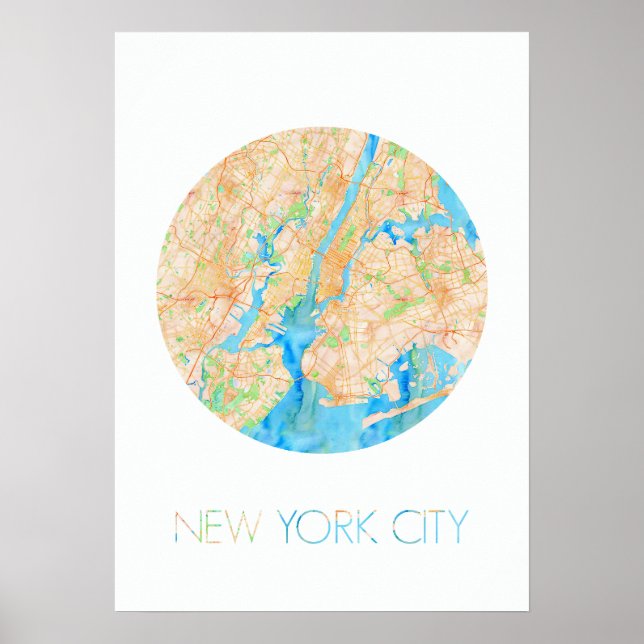 Pôster NYC em Watercolor (Frente)