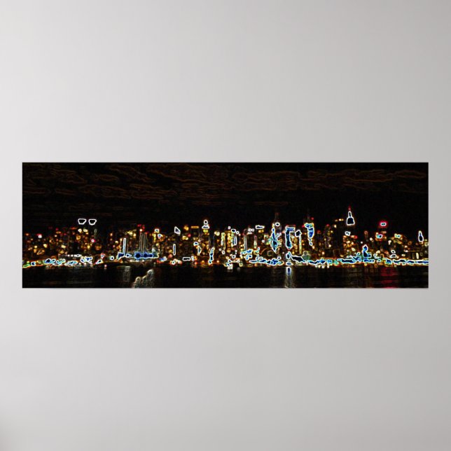 Poster NYC Night Neon Skyline (Frente)