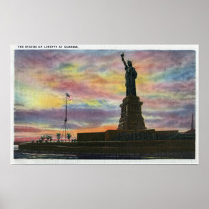Poster NYC, opinião nova de YorkSunrise da estátua da