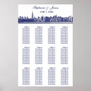 Poster NYC Wide Skyline Etch Casamento BW