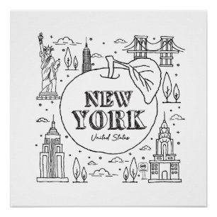 Pôster NYE New York Vacations Souvenirs NYC Gift
