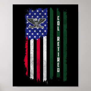 Poster O6 Coronel Coronel Rank American Flag Veteranos