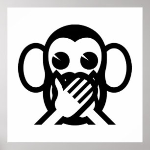 Pôster O 言わざる sábio de Iwazaru de 3 macacos não