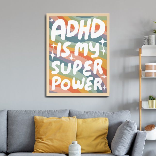 Poster O ADHD é o meu Super-Poderoso Diversão de Letras C (ADHD is my Superpower Fun Bubble Letters Colorful Poster
)