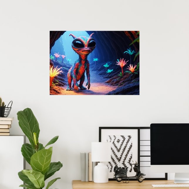 Poster O Alien Habitante da Caverna IA (Escritório em casa)
