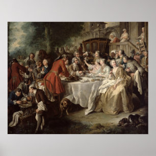 Poster O almoço da caça, detalhe dos comensais, 1737