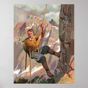 Poster O Alpinist está escalando na montanha