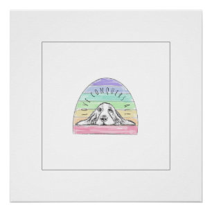 Pôster o amor conquista tudo cachorro arco-íris basset ho