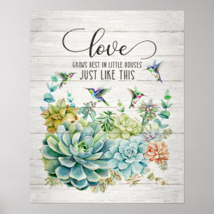 Poster O amor cresce melhor beija-flor