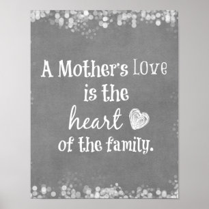 Poster O amor de uma mãe é o coração da citação da famíli