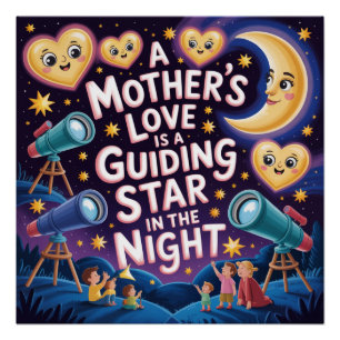 Pôster O Amor De Uma Mãe É Uma Estrela Guia Na Noite